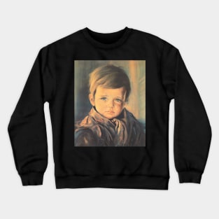 Crying boy cursed painting Crewneck Sweatshirt